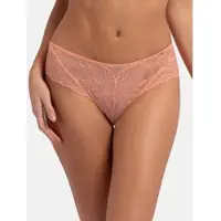 Dorina Hipster "Lorelei", Damen, Gr. XS, Netz, rot (coral), Netz, Obermaterial: 88% Polyamid, 10% Elasthan, 2% Polyester, körpernah, Unterhosen Hipster, Mit schimmerndem Netz- und Spitzenbesatz