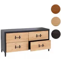 Mendler Kommode HWC-Q66, Sideboard Schrank Anrichte, Schubladen Industrial 60x120x40cm Holz natur, Metall schwarz