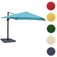 Mendler Gastronomie-Ampelschirm HWC-A96, 3x4m (Ø5m) Polyester Alu/Stahl 26kg türkis mit Ständer
