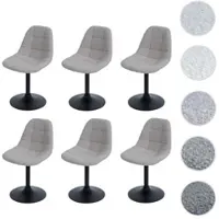 Mendler 6er-Set Esszimmerstuhl HWC-A60, Küchenstuhl Stuhl Drehstuhl, Stahl FSC Stoff/Textil Bouclé (450g/m2