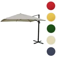 Mendler Gastronomie-Ampelschirm HWC-A96, 3,5x3,5m (Ø4,95m) Polyester/Alu 25kg creme-grau ohne Ständer