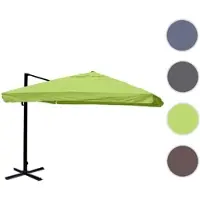Mendler Gastronomie-Ampelschirm HWC-A96, Sonnenschirm, 3x3m (Ø4,24m) Polyester/Alu 23kg Flap, grün ohne Ständer, drehbar