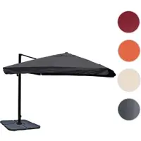 Mendler Gastronomie-Ampelschirm HWC-A96, 3,5x3,5m (Ø4,95m) Polyester/Alu 25kg Flap, anthrazit mit Ständer