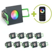 Longlife LED Einbaustrahler Mini Livorno eckig 3W RGBW IP65 - Farbe: anthrazit RAL 7016 - Anz...