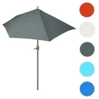 Mendler Sonnenschirm halbrund Parla, Halbschirm Balkonschirm, UV 50+ Polyester/Alu 3kg - 270cm anthrazit ohne Ständer
