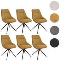 Mendler 6er-Set Esszimmerstuhl HWC-M65, Küchenstuhl Lehnstuhl Stuhl, drehbar Auto-Position Metall Stoff/Textil senfgelb