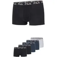 FILA Boxer "MAN BOXER SHORTS", Herren, Gr. XL, Jersey, bunt (2x schwarz, 2x navy, 1x grau), Jersey, Obermaterial: 95% Baumwolle, 5% Elasthan, körpernah, Unterhosen Boxer, ohne Eingriff, mit Logobund
