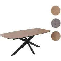 Mendler Esszimmertisch HWC-O56, Tisch Esstisch, MDF Metall 200x100cm Walnuss-Optik
