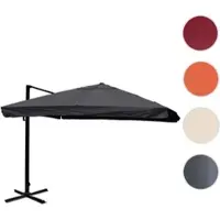 Mendler Gastronomie-Ampelschirm HWC-A96, 3,5x3,5m (Ø4,95m) Polyester/Alu 25kg Flap, anthrazit ohne Ständer