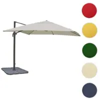 Mendler Gastronomie-Ampelschirm HWC-A96, 3x3m (Ø4,24m) Polyester Alu/Stahl 23kg creme-grau mit Ständer, drehbar
