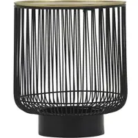Mirrors & More Couchtisch rund Schwarz Gold, Korbtische Nachttisch am Bett, Wohnzimmertisch