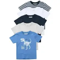 STACCATO T-Shirt "Dino", Jungen, Gr. 80/86, blau, Oberstoff: 100% Baumwolle., Rundhals, Shirts T-Shirt, 5-er Set, Topseller