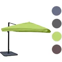 Mendler Gastronomie-Ampelschirm HWC-A96, Sonnenschirm, 3x3m (Ø4,24m) Polyester/Alu 23kg Flap, grün mit Ständer, drehbar