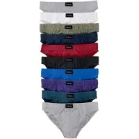 Bonprix Slip , Herren, Gr. 6, 10 Stk., bunt (multi, hellgrau meliert), Jersey, Obermaterial: 90% Baumwolle, 10% Viskose, mehrfarbig, unifarben, figurbetont, Unterhosen Slip