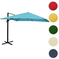 Mendler Gastronomie-Ampelschirm HWC-A96, Sonnenschirm, 3x4m (Ø5m) Polyester/Alu 26kg türkis ohne Ständer