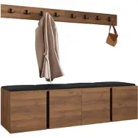 Mirjan 24 Garderoben-Set Orion VII, Garderobe mit Sitzbank mit 4 x Wandpanel 42x42 (Farbe: Nuss Warmia, Soft 011)