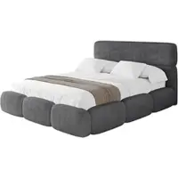 ALTDECOR Polsterbett mit Bettkasten - ELVA - 160x200 - Dunkelgrau - Bett ohne Matratze, Doppelbett mit Stauraum und Latternrost, Boxbett mit Kopfteil