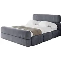 ALTDECOR Polsterbett mit Bettkasten - ELVA-Z - 120x200 - Dunkelgrau - Bett mit Matratze H3/H4, Kopfteil und Fußteil, Boxbett, Doppelbett mit Stauraum