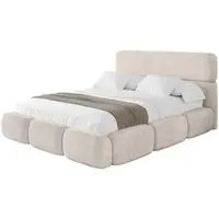 ALTDECOR Polsterbett mit Bettkasten - ELVA - 160x200 - Beige - Bett ohne Matratze, Doppelbett mit Stauraum und Latternrost, Boxbett mit Kopfteil