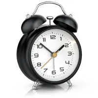 Bearware Wecker Analog, Retro, rund, Beleuchtet, lauter Glockenalarm für Tiefschläfer, ohne Ticken, Klingelton laut, Licht, große Ziffern, einfache Bedienung