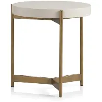 AEA Couchtisch Beige MDF Edelstahl Modern Rund Einfarbig Wohnzimmertisch