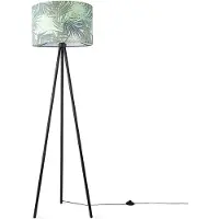 Paco Home Stehlampe Wohnzimmer Deko Büro Dreibein Lampenschirm Rund Stoff Blumen Jungle