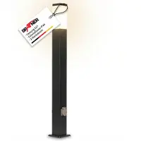 Grafner Wegeleuchte mit 2 Steckdosen, Höhe: 100 cm, Aluminium, E27, schwarz anthrazit, Wegleuchte Weglampe Gartenlampe Gartenleuchte Standlampe