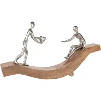 Gilde Skulptur "Skulptur Catch my heart naturfarben", braun (naturfarben), B:51cm H:28cm T:8,5cm, Mangoholz, Dekofiguren, Skulptur, Liebe Romantik Paar Zuneigung Emotion Verbundenheit
