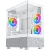 Xigmatek PC-Gehäuse (ohne Netzteil) – – Alphard M Arctic – Mini-Tower – M-ATX-Formfaktor – 4 x 120 mm A-RGB – Weiß