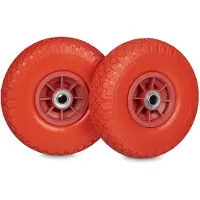 Dripio 2x Steckwagenrad 3.00-4, 260x85 mm, Vollgummi, 20 mm Achse, rot