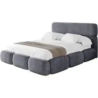 ALTDECOR Polsterbett mit Bettkasten - ELVA - 120x200 - Dunkelgrau - Bett ohne Matratze, Doppelbett mit Stauraum und Latternrost, Boxbett mit Kopfteil
