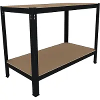 Merkloos Werkbank Werkstatttisch Arbeitstisch - Stahl und MDF - 90 x 120 x 60 cm - Schwarz - Tragkraft 550 kg