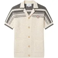 Casablanca Tennis Crochet Baumwoll Shirt Herren Weiß Grau