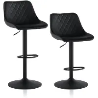 OEM 2er-Set Barhocker, Kunstleder, glänzend, drehbar, höhenverstellbar