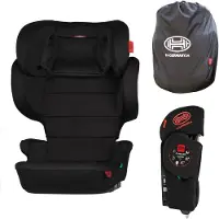 Heyner Kindersitz i-Size Faltbar 100-150cm ISOFIX inkl. Tasche schwarz R129 , 9-stufige Kopfstütze, schwarz, Abmessungen 44x35x58 cm, Waschbarer Bezug & inklusive Tasche