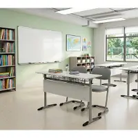JVmoebel Schulset Modern Ergonomisch Grau Schultisch Stuhl Doppelsitzige