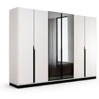 AEA Hochwertiger Weißer Kleiderschrank Spiegeltüren Edle Holzschränke