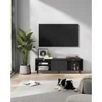 Vasagle TV-Schrank, Fernsehtisch Wohnzimmer, geriffeltes Glas modern
