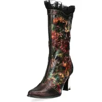 LAURA VITA Damen Stiefel Schimmer Zehenkappe Rüschen Stilettoabsatz OANELO 12, Größe:40 EU, Farbe:Braun