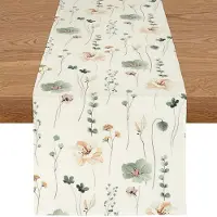 Dripio Tafelloper aus Leinen, 40x240 cm, wasserabweisend, waschbar, Blumenmuster