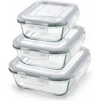 Benza – Vorratsbehälter aus Glas mit Deckel – 3er-Set – 600, 870 und 1280 ml – Luftdicht – Gefrierschrank-, mikrowellen- und backofenfest