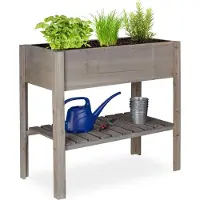 B2X Hochbeet aus grauem Holz 80x40x75 cm 60 Liter für Balkon & Terrasse