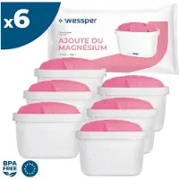 Wessper AquaMax MG+ Wasserfilter 6 Stück – Magnesium Filter kompatibel mit Brita, Dafi, Philips, Aquafloow