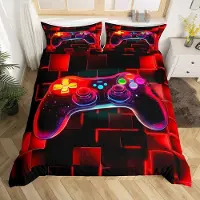 Merkloos Elzusha – Spiel-Bettwäsche-Set, Rot, Galaxie-Muster – Kingsize