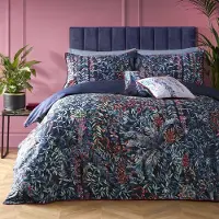 Merkloos Omgoods – Bettwäsche-Set – Blau mit tropischen Blättern – für Doppelbett – 200 x 200 cm