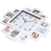 Merkloos Fotouhr für die Wand, 15,35 Zoll - Mehrfach-Foto-Wanduhren - Personalisierbar - Hochwertiges ABS-Material - Sichere Anwendung - Einzigartige Dekoration