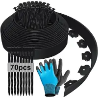 Merkloos Elzusha – 15 Meter flexibler Kunststoff-Gartenzaun mit Erdankern und Handschuhen