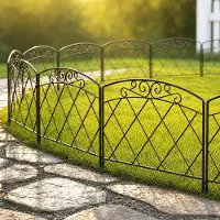 Merkloos Elzusha – Dekorative Gartenabgrenzung aus Metall – 5 Paneele – 61 x 56 cm – Schwarz