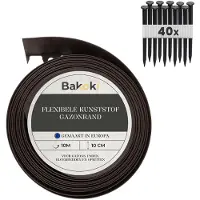 Merkloos Flexible Zaunabgrenzung, 10 Meter lang, mit 40 Bodendübeln, braun