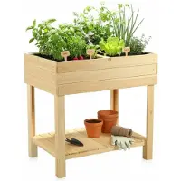Merkloos Erhöhtes Holz-Pflanzbeet mit 4 Abteilen, ideal für Garten und Balkon
